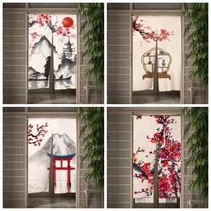 カーテン日本の桜の花の絵画ドアカーテンダイニングルームドア装飾カーテンドレープキッチンの入り