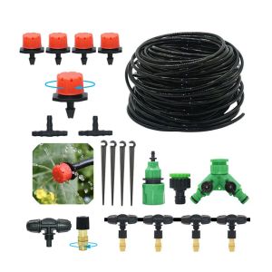 Kits jardim estufa nebulização bocais sistema de irrigação por gotejamento automático gotejadores vaso de flores rega diy irrigação por gotejamento