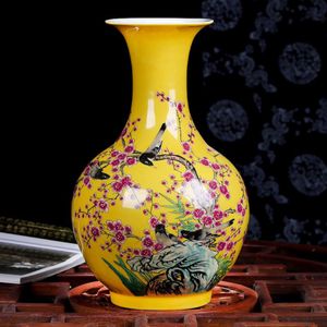 Jingdezhen Ceramic Plum Big Vase Colorful Flower Vase Flower Arrangement Nytt kinesiskt vardagsrum Hemdekoration231J