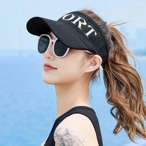 Cappelli a tesa larga Cappello da sole da donna Sport Vuoto Top Versatile Corsa Sport Lettera Lavorata a maglia Primavera/Estate Tempo libero all'aperto