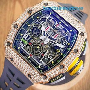 Хорошие наручные часы Унисекс Наручные часы RM Watch RM11-03 Серия RM1103 Оригинальный набор из 18-каратного розового золота с бриллиантами, хронограф, часы