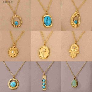 Pendant Necklaces Devils Eye Stainless Steel Necklace Accesorios Natural Stone Accessories Jewelry 18K Gold Color Chain Necklace For Women NewL242313