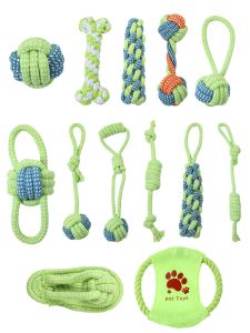 Brinquedos 713 pçs conjunto cão corda de algodão dentes limpeza brinquedos interativos mini mascar bola para acessórios do cão para mastigar treinamento antiestresse