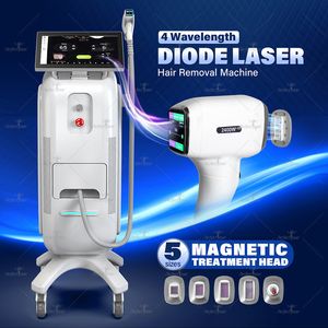 Smärtfri laserhårborttagning Skönhetsmaskin 4 våglängd Diod Lazer 755 940 1064 808NM Equipment Professional Lazer Epilator Device Ice Cooling Android