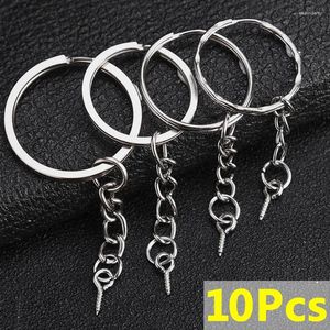 Keychains 10Pcs 25 30mm Screw Eye Pin Key Chain Ring With Screws Round Split Keyrings Keyfob For DIY Jewelry Making Accessories