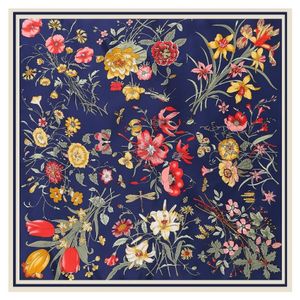 Lesida lenço de seda pura feminino grandes xales design flor lenços quadrados echarpes foulards femme envoltório bandanas 130 130cm1790