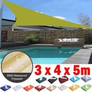 Nets 3x4x5m Triangle Waterproof Sun Shade Sail Outdoor Beach Camping Awning Garden Terrace Pool Sun Canopy Car Sunshade Cloth