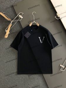 Xinxinbuy Men Designer Tee T Shirt 2024ミラノスキーレター刺繍半袖