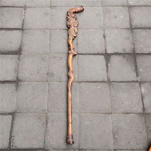 Antique Whole Antique Vintage Wood Carving Crafts Wooden Gift Peach Chayote Walking Stick for the Elderly318f