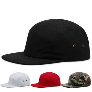 Berretto da baseball casual a 5 pannelli Berretto da baseball a tesa piatta solido nero Berretto hip-hop vuoto regolabile Cappello snapback a cinque pannelli Cappellino da sole curvo in osso Q070290n