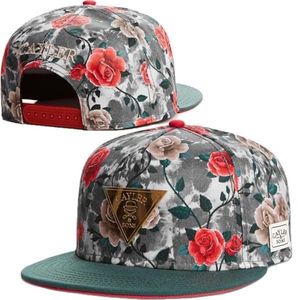 Fabrik hela casual hiphop-snapbacks hatt blomma tryck rosblommor baseball mössor för kvinnor män gata dans hip-hop hattar230v