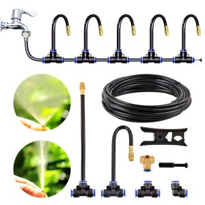 Satser Misting System för gräsmatta trädgårdsbevattning universal justerbar finförstärkare sprut 10/20m kit od8mm rörträdgård vatten mister