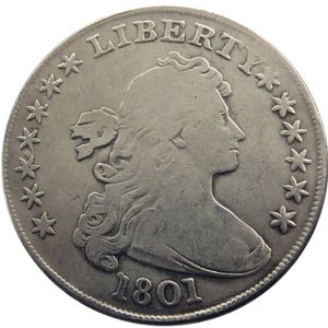 Monete degli Stati Uniti 1801 Busto drappeggiato Ottone placcato argento Dollaro Lettera Bordo Copia Coin334s