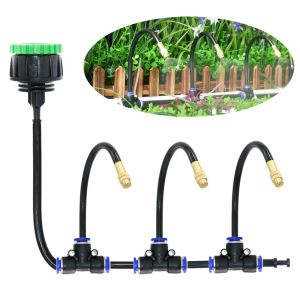 Kits Outdoor Misting Cooling System DIY Garden Irrigation Watering 8mm Brass Atomizer Nozzles Connector Kit for Patio Greenhouse