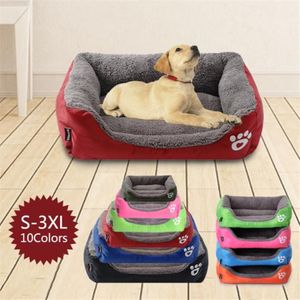 S-3XL Fleece Dog Bed Pattren Waterproof Bottom Pet Sofa Mat Warm Dog Beds For Large Dogs Drop cama perro313u