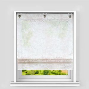 Cortinas romanas com estampa floral, cortina de janela pura para cozinha, sala de estar, painel de triagem voile com ganchos ushape 1 unidade