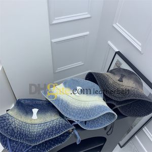 Tasarımcı Dantel Up Hat Nakış Mektubu Balıkçı Şapk Retro Denim Geniş Kıl Kova Şapkaları Kontrast Renk Tatil Güneş Vizör Kapağı