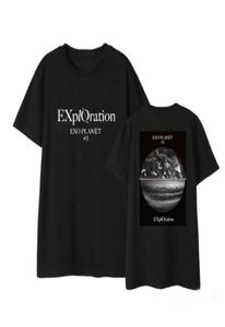 kpop exo planet 5探査コンサート同じアース印刷tシャツ夏のスタイルユニセックスブラックホワイトoネックショートスリーブTシャツ21074333898