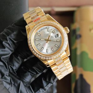 Erkek İzle Otomatik Mekanik Hareket Elmas İzler 40mm Paslanmaz Çelik Strip Diamond Süper Aydınlık Montre De Luxe