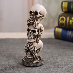 Halloween Statue Dekor Horror 3 Schicht Schädel Statue Ornament Hause Schreibtisch Aquarium Dekor Geschenk Festival Party Dekoration Lieferungen 72 Y283L