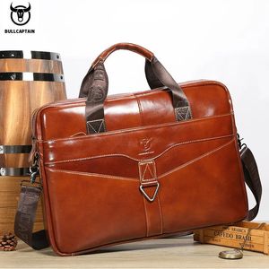 BULLCAPTAIN Мужской портфель из натуральной кожи, сумка на плечо, 15-дюймовый чехол для ноутбука, классическая офисная деловая сумка 240313