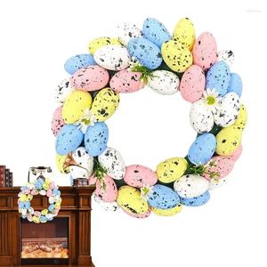 Decorative Flowers Artificial All Seasonal Easter Egg Wreath High Quality PP Front Door Pendant Universal Hangable Colorful Eggs Bucket