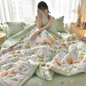 Comforters sets KDJEIKZ Double-sided simple summer quilt children adult microfiber air conditioning quilt core picnic travel cover blanket YQ240313
