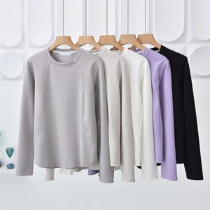 Live Frühling und Herbst Damen dünner Pullover langärmeliges T-Shirt mit großem Boden im Hemdstil