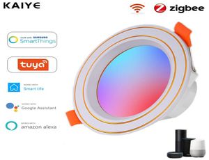 Smart Automation Modules Zigbee LED Downlight Tuya takljus 10W RGB WC Dimning Ultrathin Spot fungerar med SmartThings Alexa 7854500