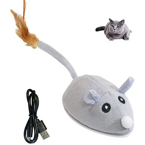 ATUBAN Giocattoli automatici per gatti con bacchetta di piume, giocattoli interattivi per gatti, topi per gatti/gattini da interno, giocattoli per gatti con rilevamento intelligente del mouse