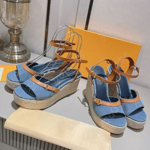 Designer-Sandalen für Damen, modisch, aus Hanfseil gewebt, formelle Schuhe mit hohen Absätzen, Damenschuhe, sexy Schuhe mit hohen Absätzen, Luxus-Slope-Heels aus Leder mit dicken Sohlen, 7,5 cm Sandale