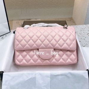 Luxury bag Iridescent Pearly Pink Classic Double Flap Bags With Silver Metal Hardware Chain Crossbody Shoulder Designer Tote Multi Pochette Handbags
