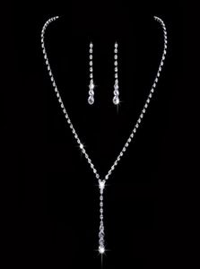 Afrika mücevher seti kristal tenis damla kolye seti yeni rhinestone kolye küpeleri gelin nedime düğün takı setleri8694842