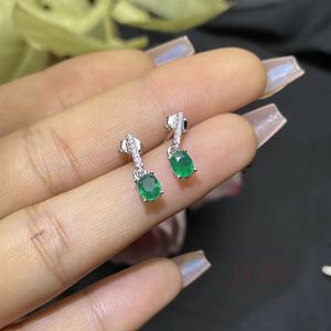 100 Natural 4x5 MM Emerald Jewelry 925 Silverörhängen för gudinna med fina smycken 240229