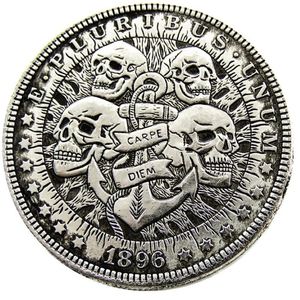 HB24 Hobo Morgan Dollar Skull Zombie szkielet kopia monety mosiężne ozdoby rzemieślnicze Akcesoria dekoracyjne 277f