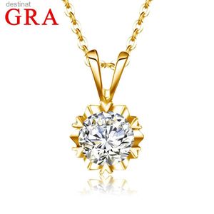 Pendant Necklaces With Certificate D Color 6.5mm 1CT Moissanite Necklace For Woman Gold Pendant For Women With Chains Wedding Fine jewellery SaleL242313