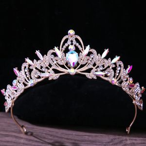 Diezi Baroque Luksus AB Crystal Bridal Tiara Koronę Kobiety Vintage moda panna młoda królowa opaski na włosy biżuterię akcesoria ślubne 240307