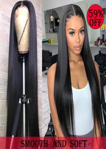 Parrucche diritte per capelli umani anteriori in pizzo 13X6 Capelli vergini brasiliani di Remy Donne nere PrePlucked 360 parrucca frontale3466445