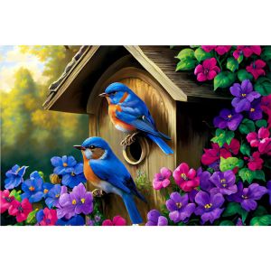 Stitch LZAIQIZG 5D Diamond Painting Bluebirds In House Full Square/Round Diamond Embroidery Animal Picture Rhinestone Home Decoration