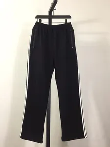 Calças femininas moda lado listrado algodão sweatpants para mulher 2024 de alta qualidade esporte bordado bolsos casuais calças de malha senhora