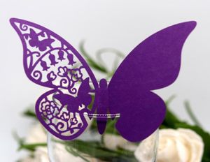 Cartões de lugar cortados a laser com nome de corte de papel borboleta, decorações de casamento para festa8350689