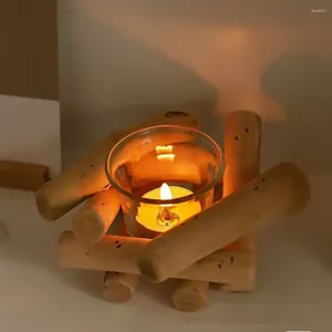 Ljushållare vintage hållare med glas trä rustik kuststil votive cup handgjorda kreativa te ljus
