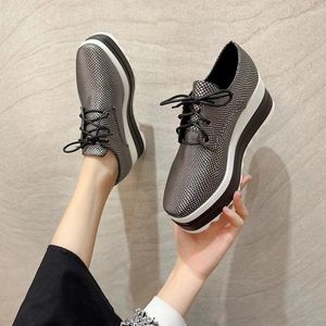 2024 Spring 308 Dress Shoes Flat Pink Flat with Platform Women Flats Flats Bling Lace-Up Sole Sole Big 41 42 Students S 73122 S 70897