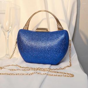 Shoulder Bags Banquet Wedding Dress Bag Box Fashion Rhinestone Women's Handbag Lady Round Handle Chain Evening Purse Sac A Main