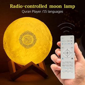 Lampada a LED a luce lunare Altoparlante senza fili Bluetooth Corano Luce lunare colorata per la decorazione della camera da letto Corano Luna Luce notturna Regalo C0305238l