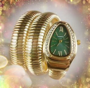 Modello top di alta qualità Orologi da donna di moda Casual piccole donne movimento al quarzo luna oro rosa diamanti anello ape serpente Orologio Orologio da donna semplice a due pin di lusso con cinturino