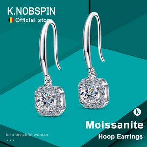 KNOBSPIN 1ct Brinco s925 Sterling Sliver Banhado 18k Ouro Branco Casamento Noivado Jóias Finas Brincos Para Mulher 240228