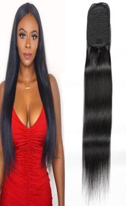 Indian 100 Human Hair Ponytails Straight Mink Hair Extensions 100g Silky Straight 824inch Ponytails Natural Black5059822