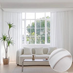 Cortinas semi transparentes para sala de estar, cortina de tule para janelas, guaze branco, Rideaux, decoração de painel de tratamento pronto