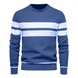 Men's Sweaters O-neck Patchwork Long Sleeve Sweater Warm Slim Casual Fashion Autumn Clothing